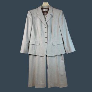 Tahari Arthur S. Levine Gray Tonal Stretch Twill Flared Leg Pant Suit Size W 18